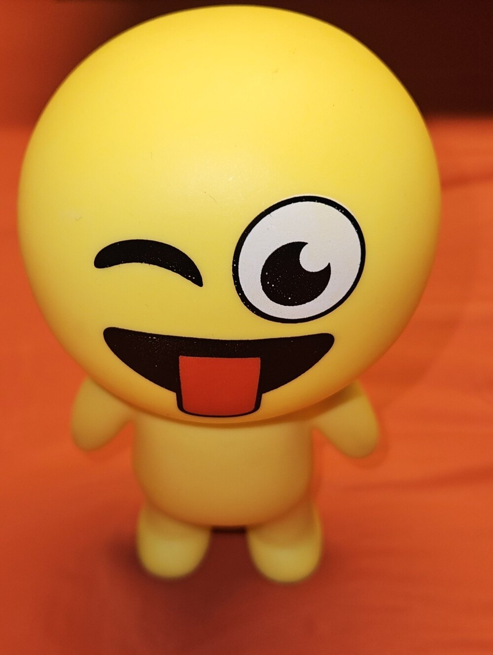 Emoticon Yellow Tongue Out Winky Squeeze Relief Toy/Figure Approx 6" E.U.C.